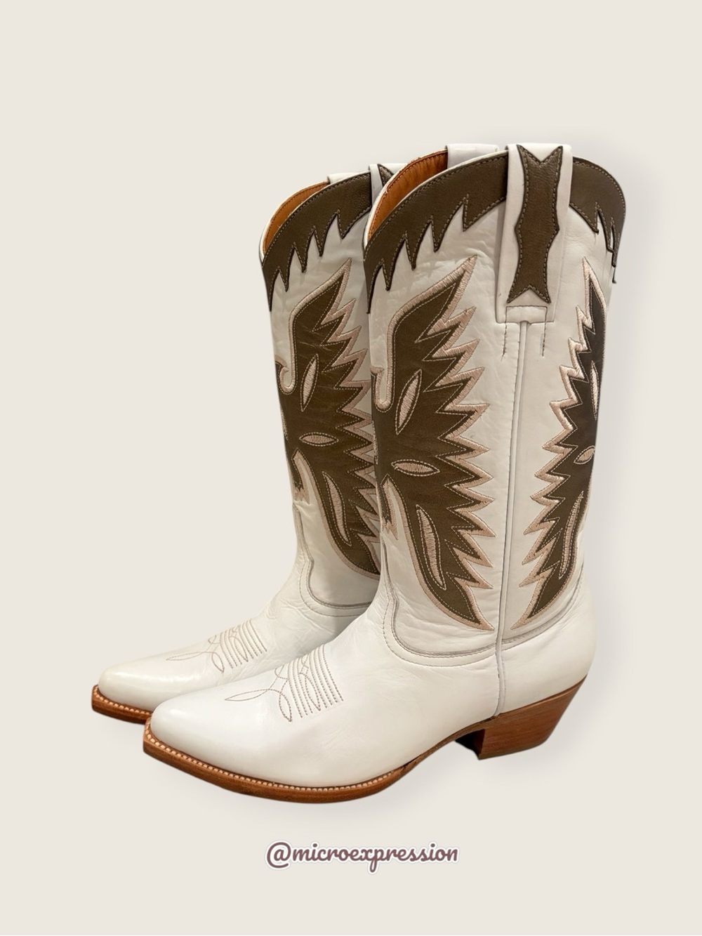 RARE Frye Billy Phoenix/Eagle Bird Indie Pull On Aztec White Leather Cowboy Boot - Picture 4 of 11